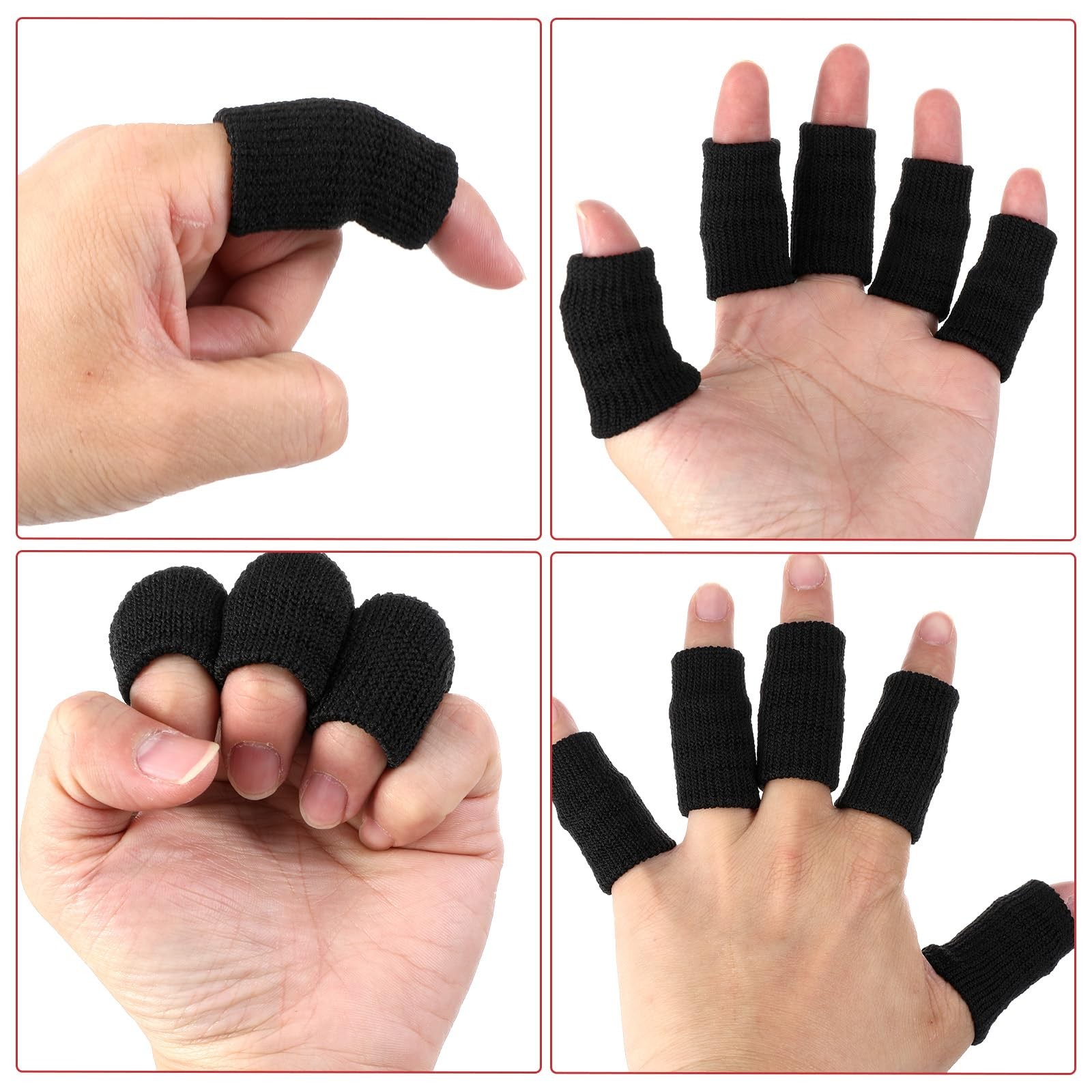 20 PCS Finger Sleeves Black Sport Finger Brace Protector Compression Sleeve B…