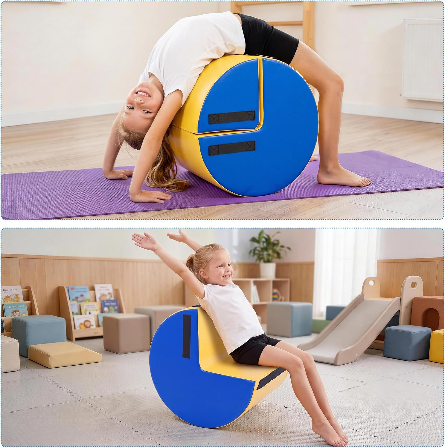 2-In-1 Gymnastics Tumbling Equipment with Posture Correction Support, Detachable