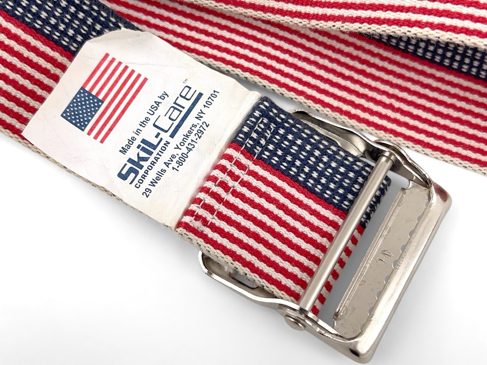 60 inch Skil-Care Rehab Belt – Red White And Blue – With Silver Tone Buckle
