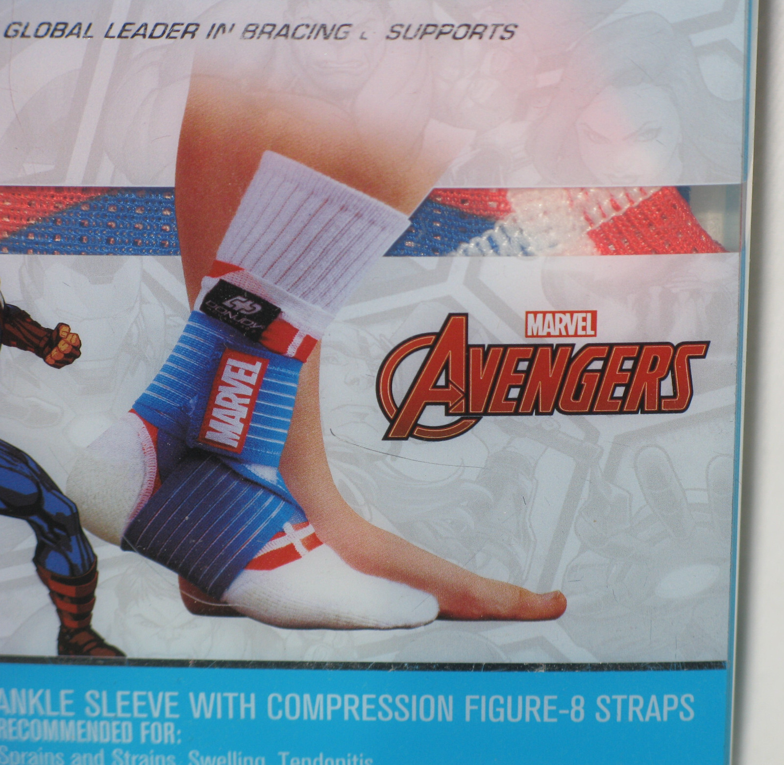 DonJoy Advantage Ankle-Sleeve w Compression Figure-8 Strap Pediatric Sz Marvel