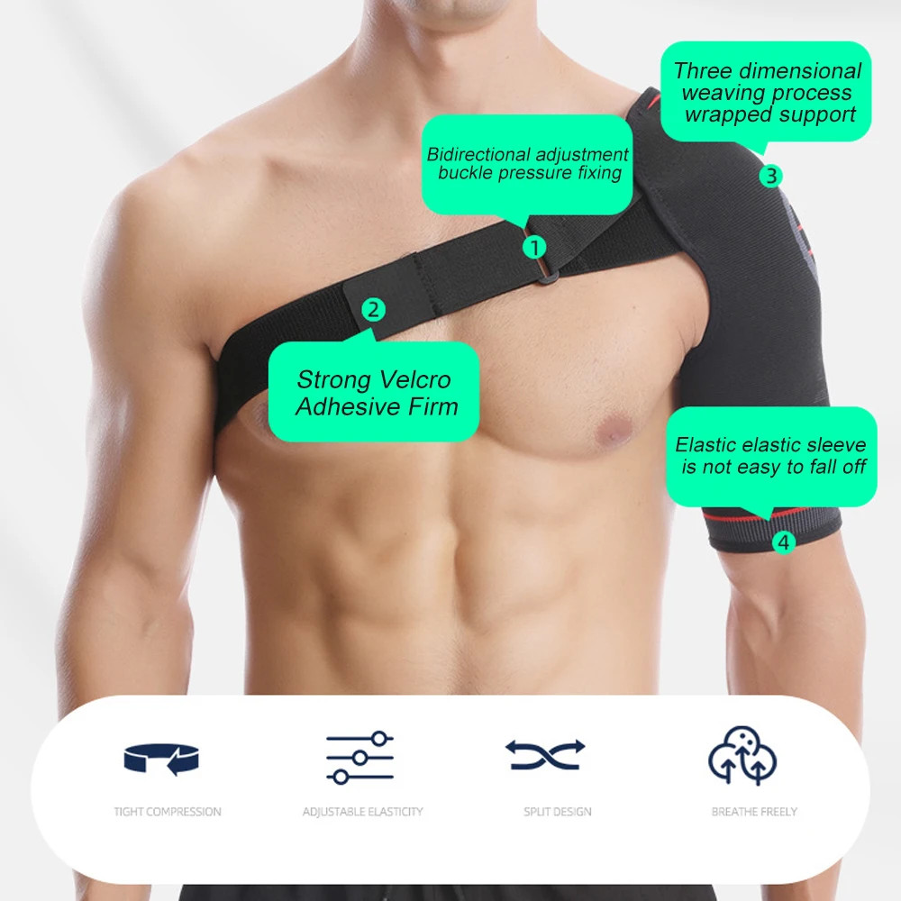 1PCS Compression Shoulder Support , Breathable Fabric, Shock-Absorbing Shoulder