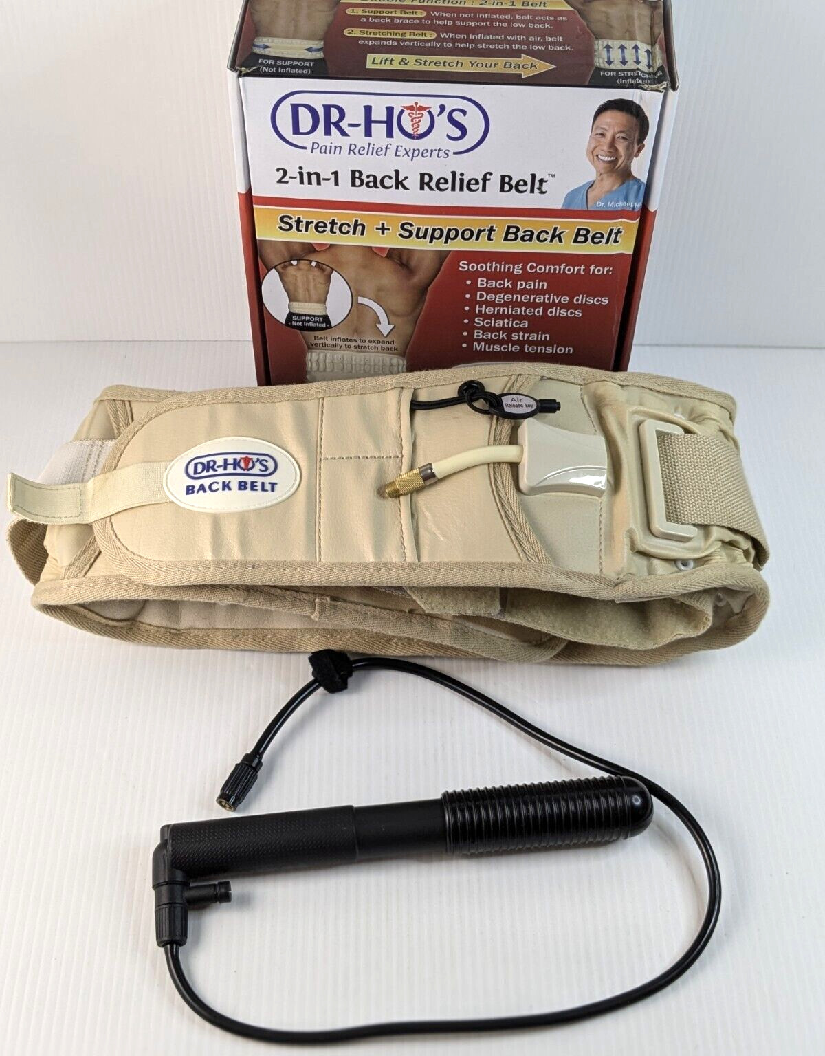 Dr. Ho’s 2-in-1 Beige Adjustable Stretch and Support Back Relief Belt Size A/B