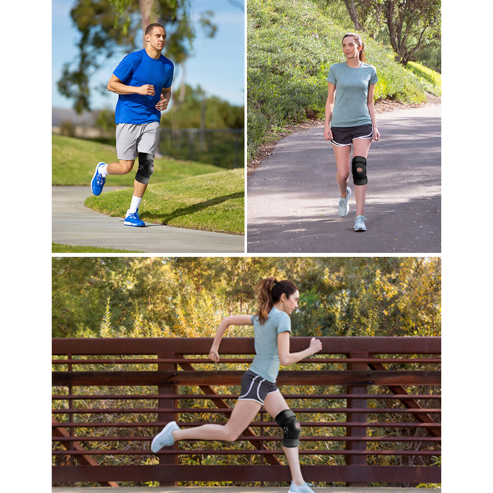 Hinged Knee Brace Compression Sleeve Open Patella Stabilizer Joint Support Wrap