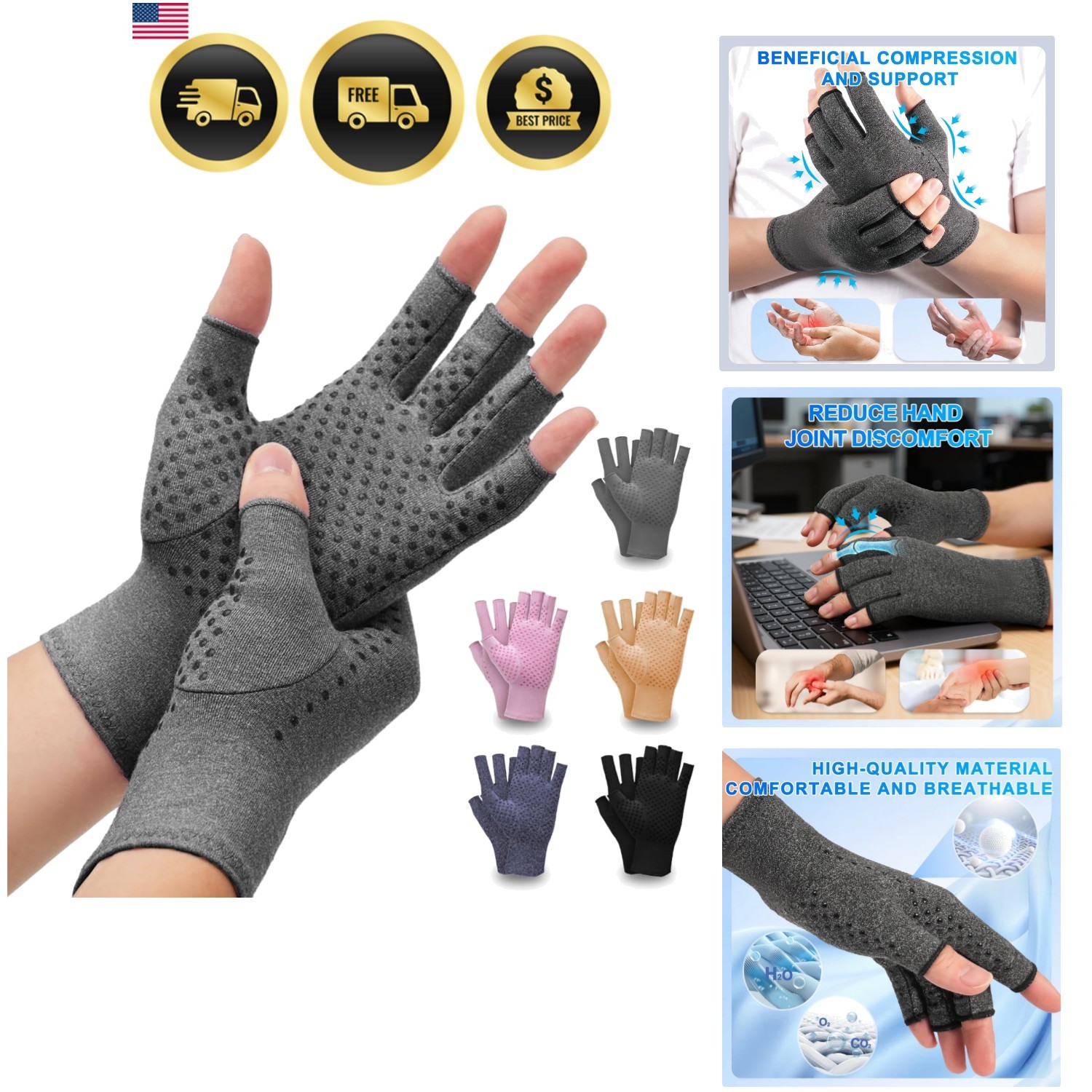 2 Pairs Arthritis Compression Gloves- for Hand Arthritis, Carpal Tunnel Pain,…