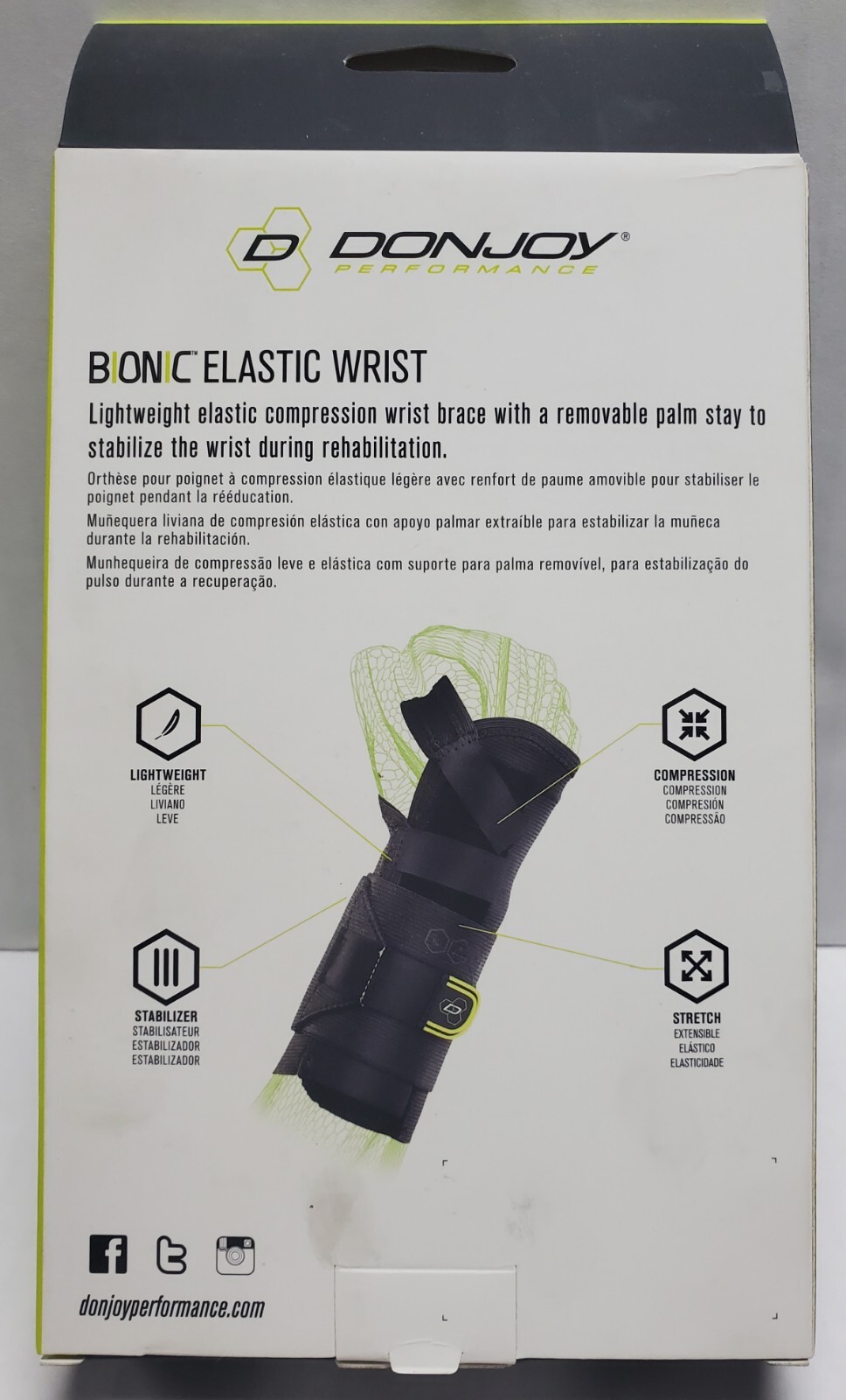 DonJoy Performance Bionic Elastic Wrist Compression Brace Left XS/S
