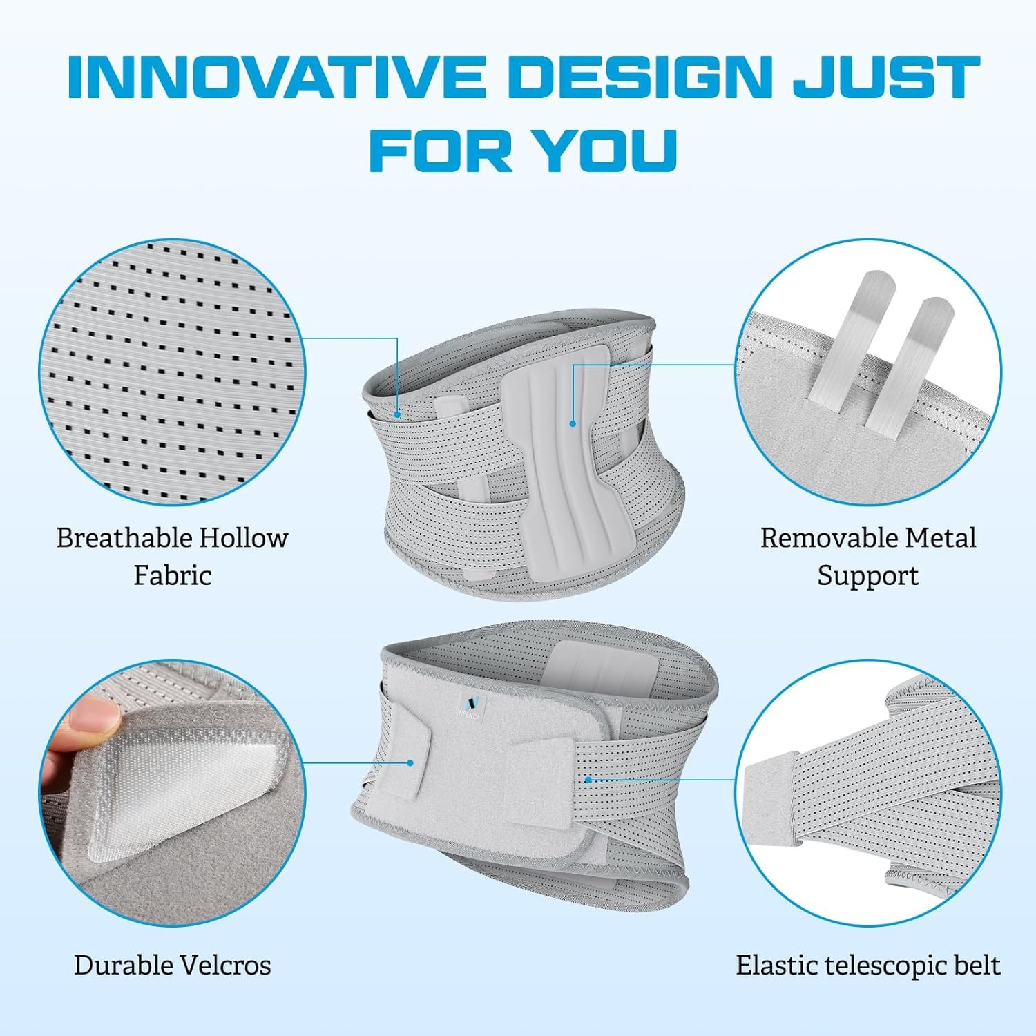 Compression Back Brace Medium Gray – Lumbar Support for Pain & Sciatica