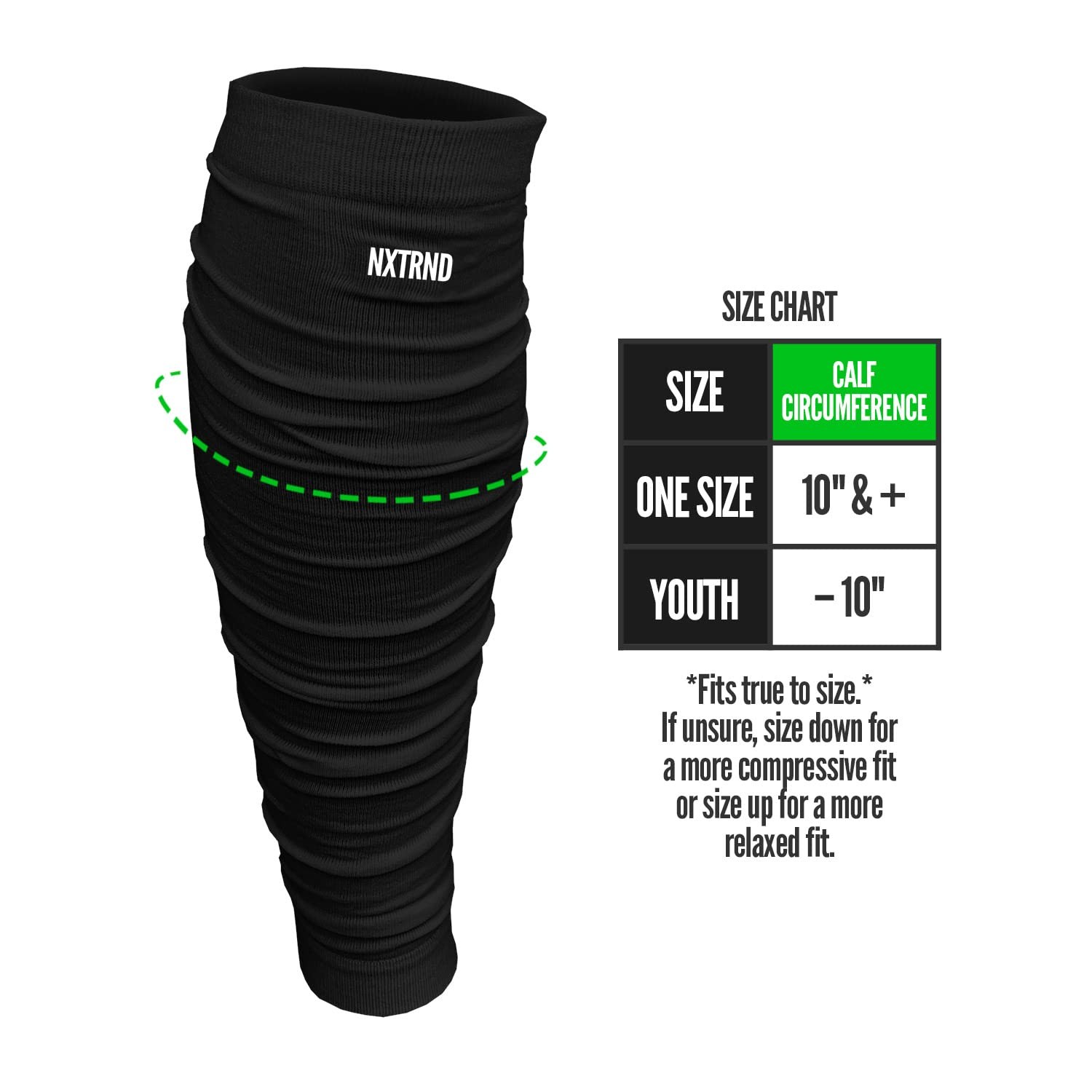 Nxtrnd Football Leg Sleeves, Calf Sleeves for Men & Boys, Sold as a Pair (Black)