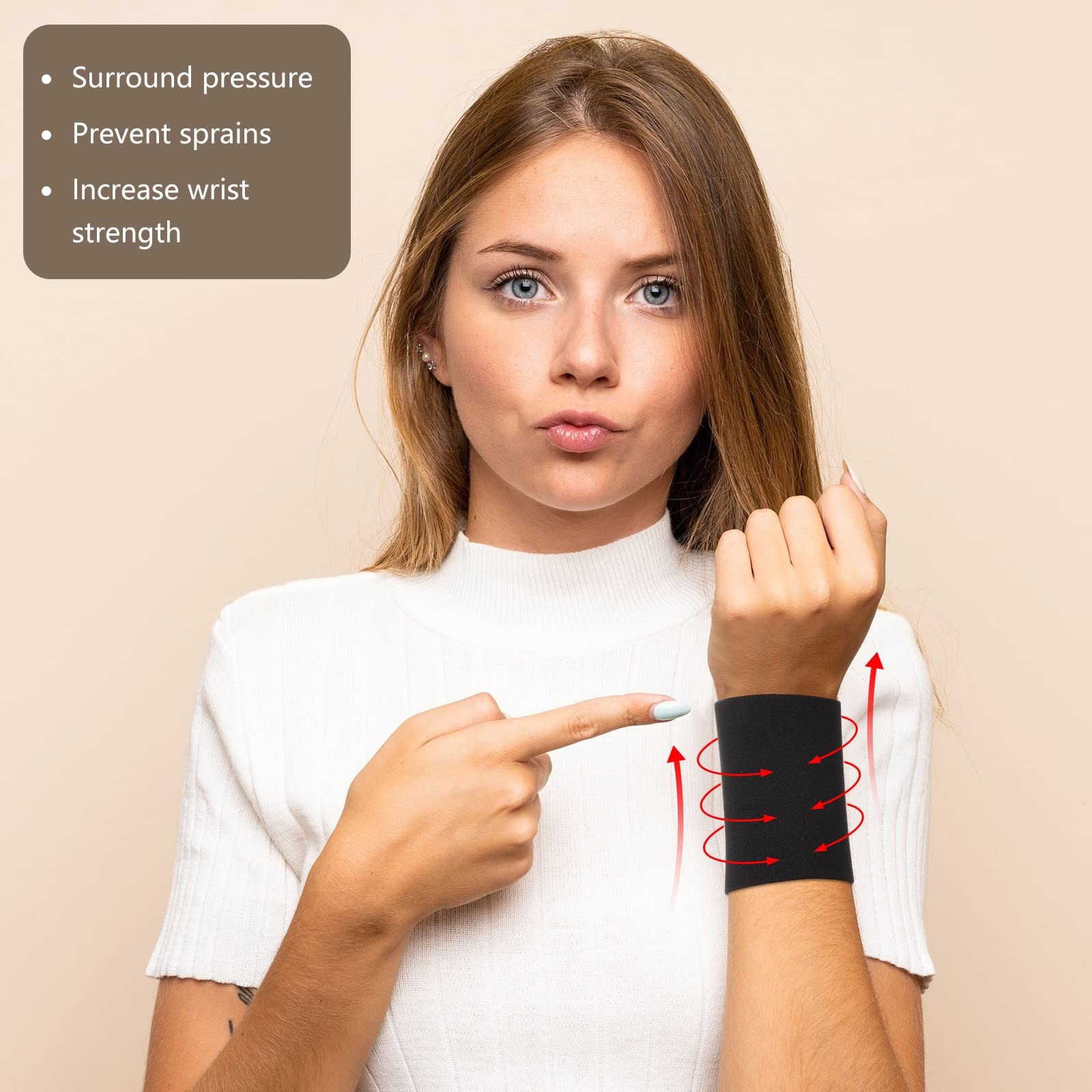SATINIOR 2 Pairs Compression Wrist Sleeve Small, Black