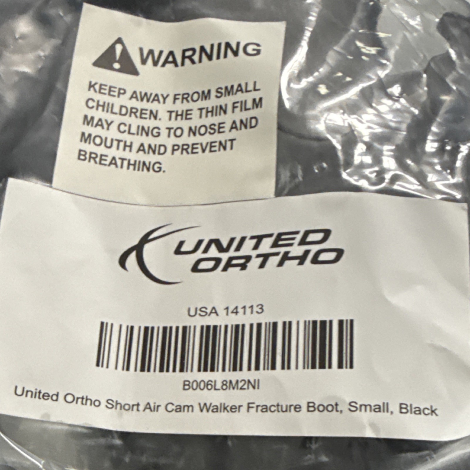 United Ortho Short Air Cam Walker Fracture Boot Small Black USA 14113