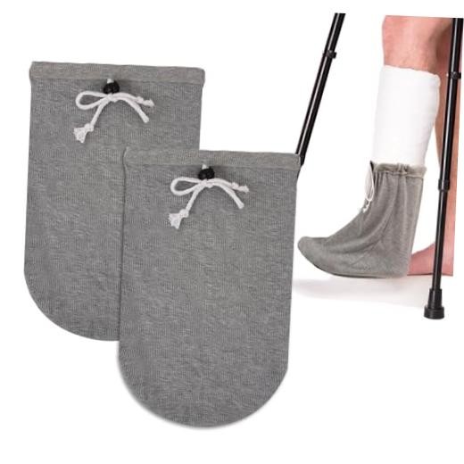 2Pcs Cast Sock Cover for Foot, Leg Cast Cover Below The Knee Cast Unisex-Grey