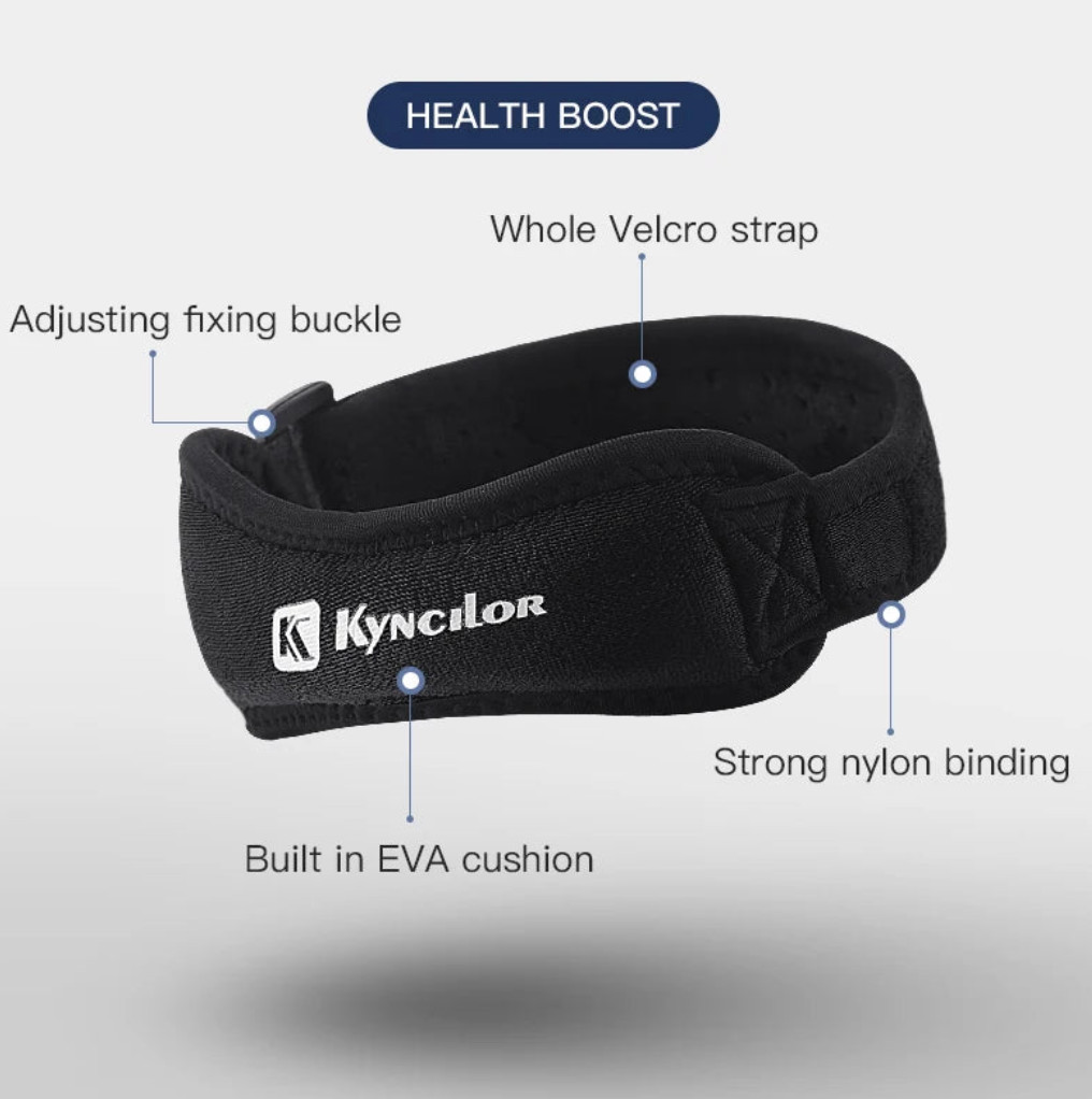 Adjustable Patella Knee Strap – Gray– Support for Running, Sports & Tend
