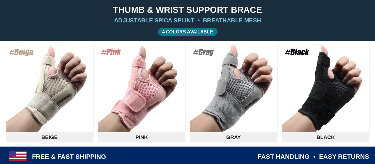Thumb Wrist Support Brace Carpal Tunnel Sprain Splint Arthritis Left Right Black