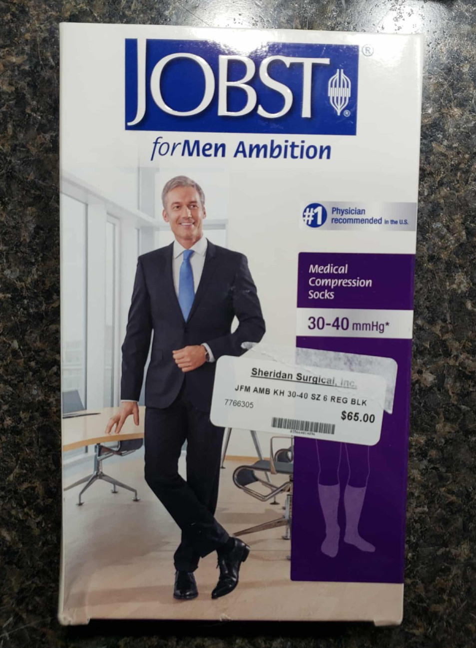 Jobst Ambition For Men Mens Compression Knee Socks 30-40 mmhg Size 6, Regular