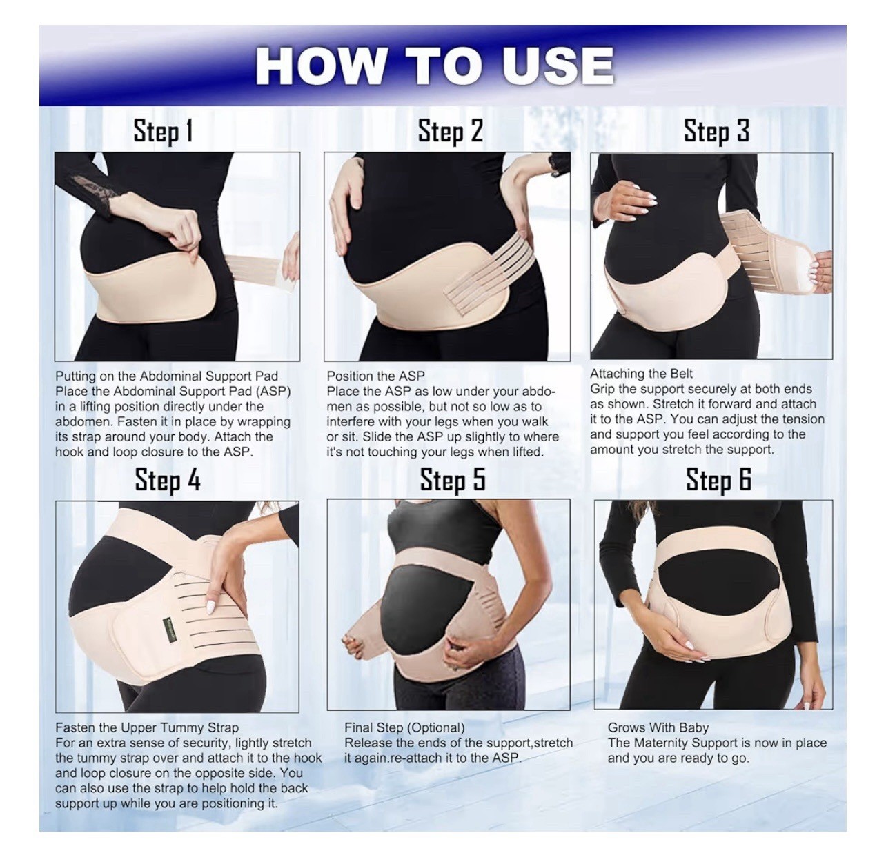 ChongErfei Maternity Support Belt Adjustable Beige