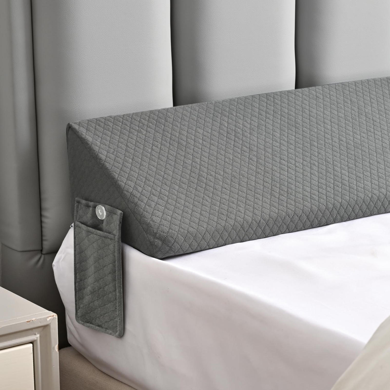 Twin Bed Wedge Pillow for Headboard Gap Filler Pillows Plus Twin, Light Grey