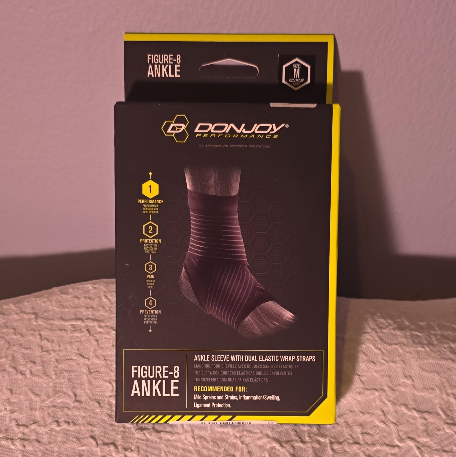 DonJoy Performance Figure-8 Ankle Compression Sleeve Size M Black Lightweight