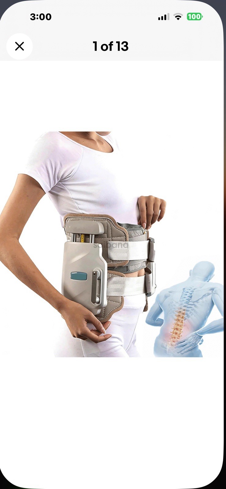 Adjustable Lumbar Support Belt Brace One Size Gray/White Back & Waist