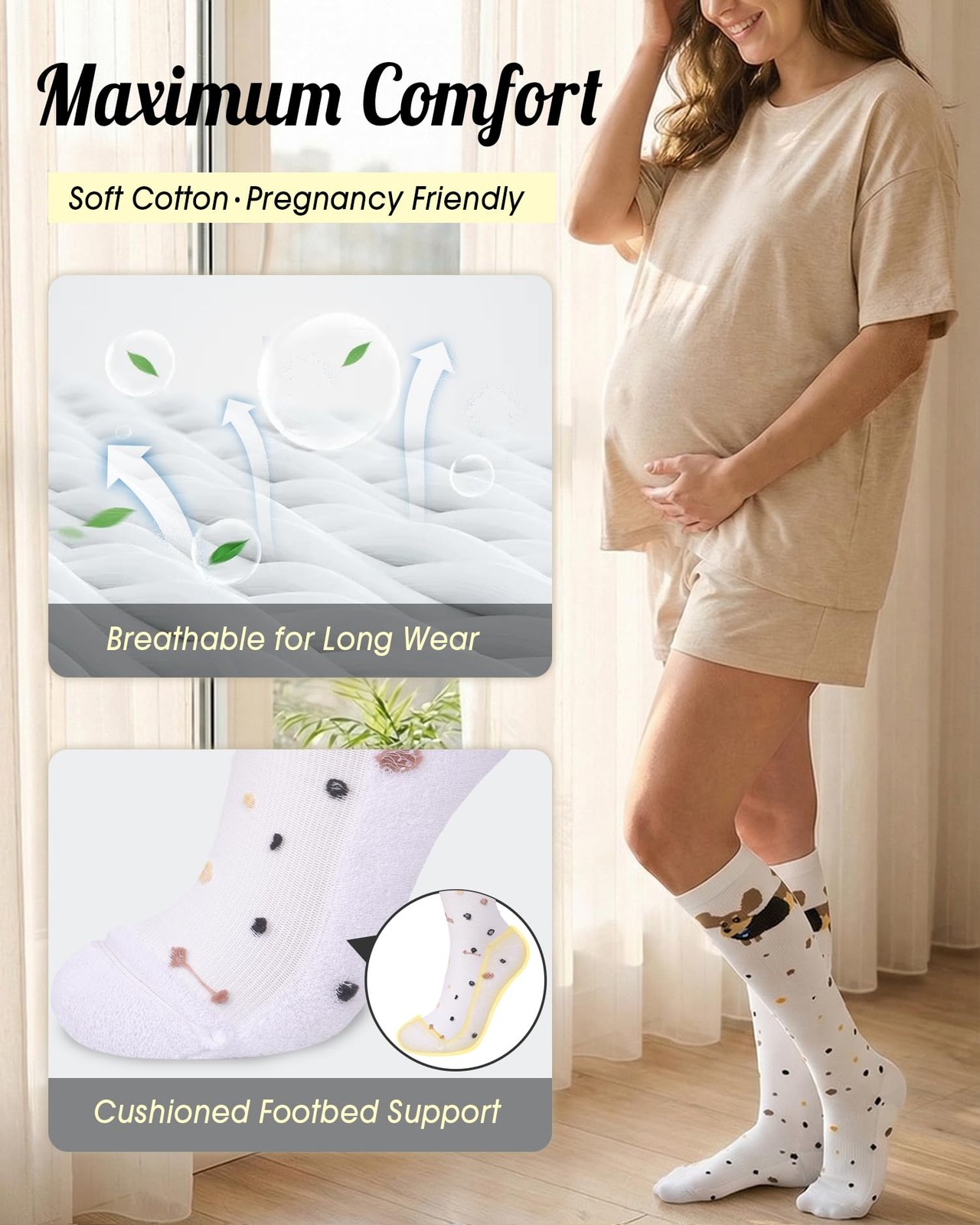 Cotton Compression Socks for Women Men 20-30mmHg Knee High Support Socks Circ…