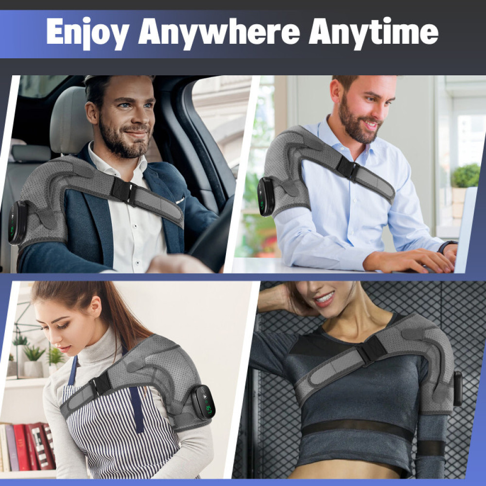 Electric Shoulder Massager W/ 3Vibration 3Heated Massage Brace Joint Pain Relief