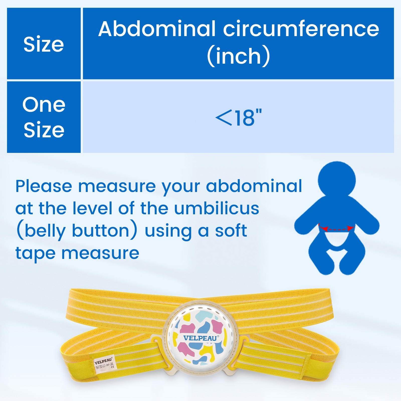 Velpeau Umbilical Hernia Belt Baby Newborn -Anti Displacement Slip -with 3 Pads