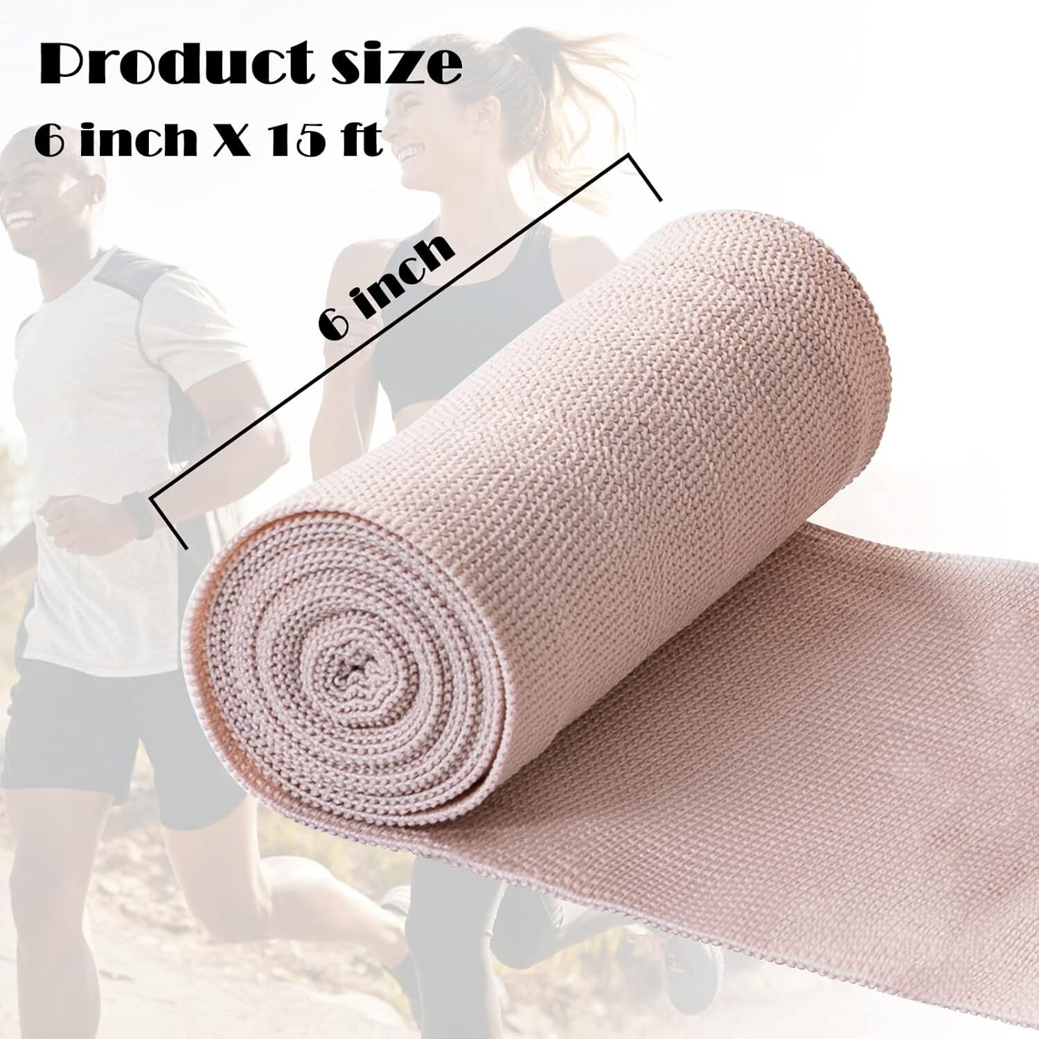 6 rollos de vendaje elástico con 12 clips adicionales, 15 cm x 4,5 m