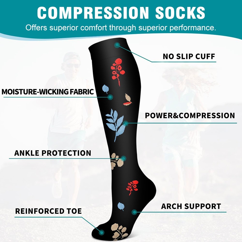 (3 Pairs) Compression Socks Women Men Running 20-30 mmHG Stockings Size S/M-L/XL