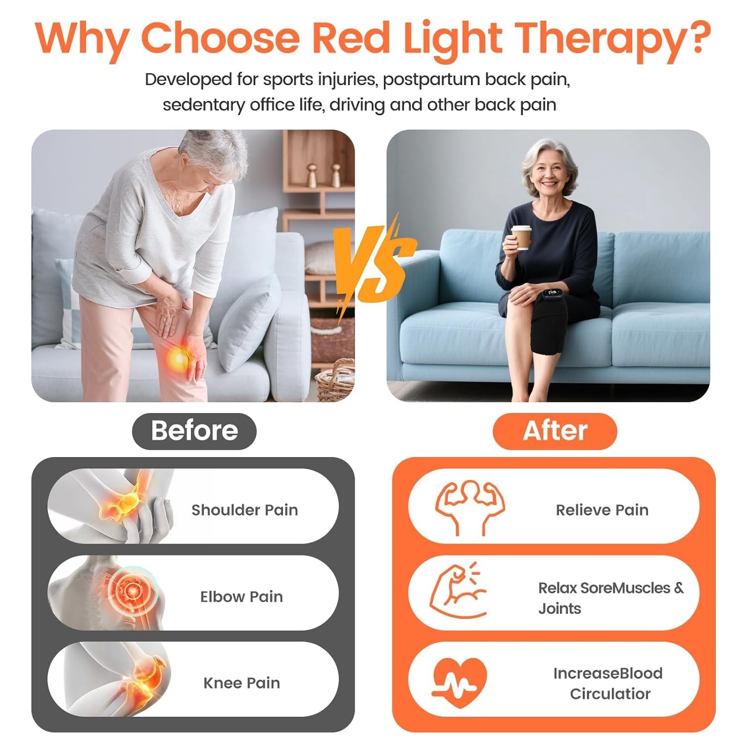 Red Light Therapy Knee brace with heated &Vibration Massage for Pain Relief