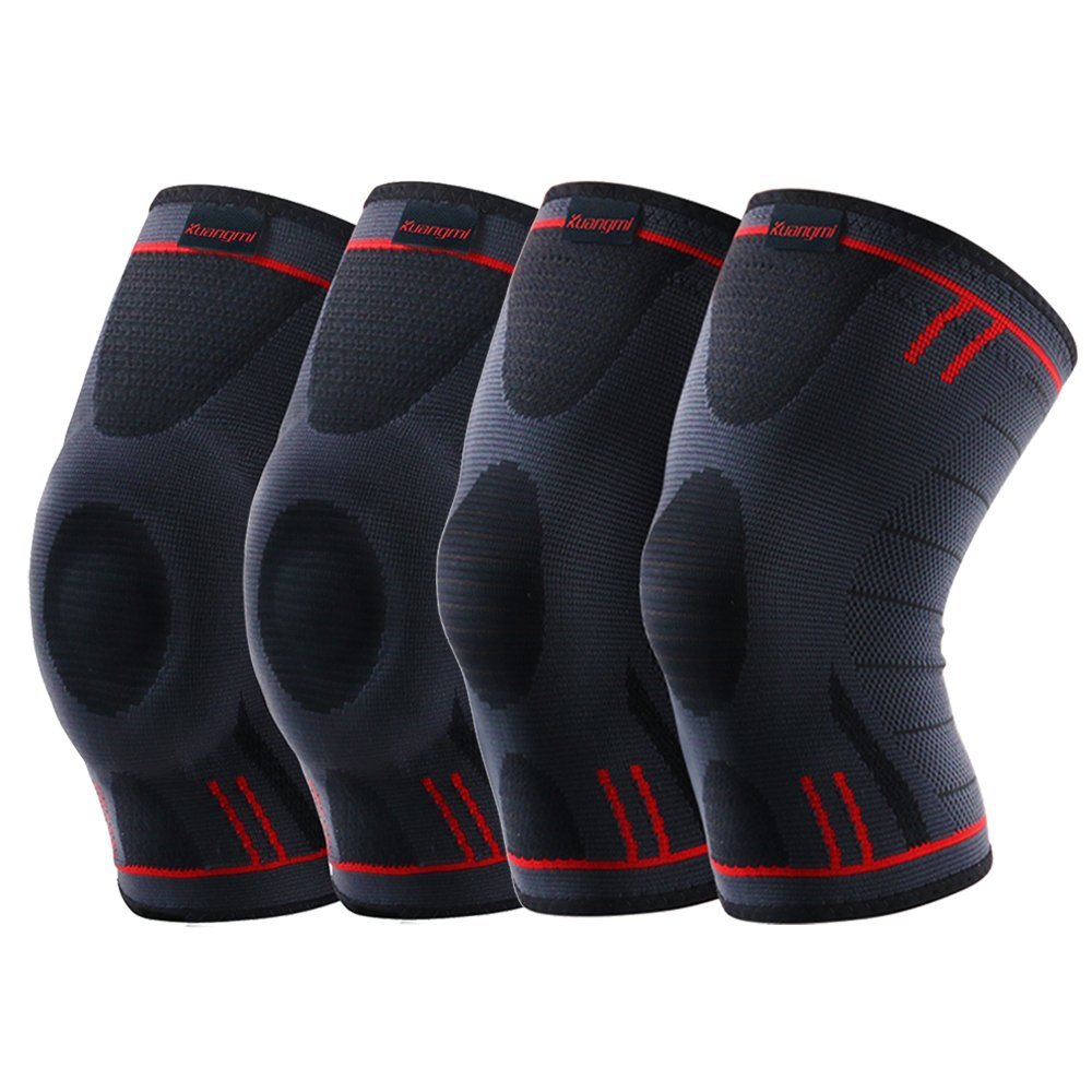 Kuangmi Knee Sleeve Compression Brace Breathable Sports Support Blue 1PC
