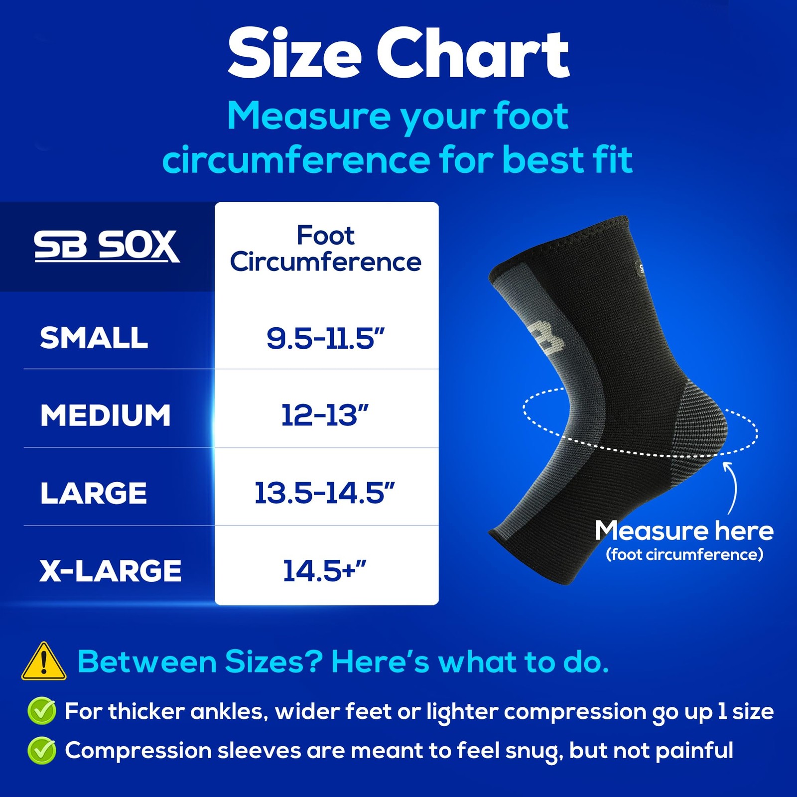 SB SOX Compression Ankle Brace (1 Pair) – Support X-Large, Black/Gray