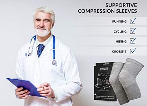 2 Pack Compression Knee Sleeves Knee Brace Support for Running Basketball Gym L