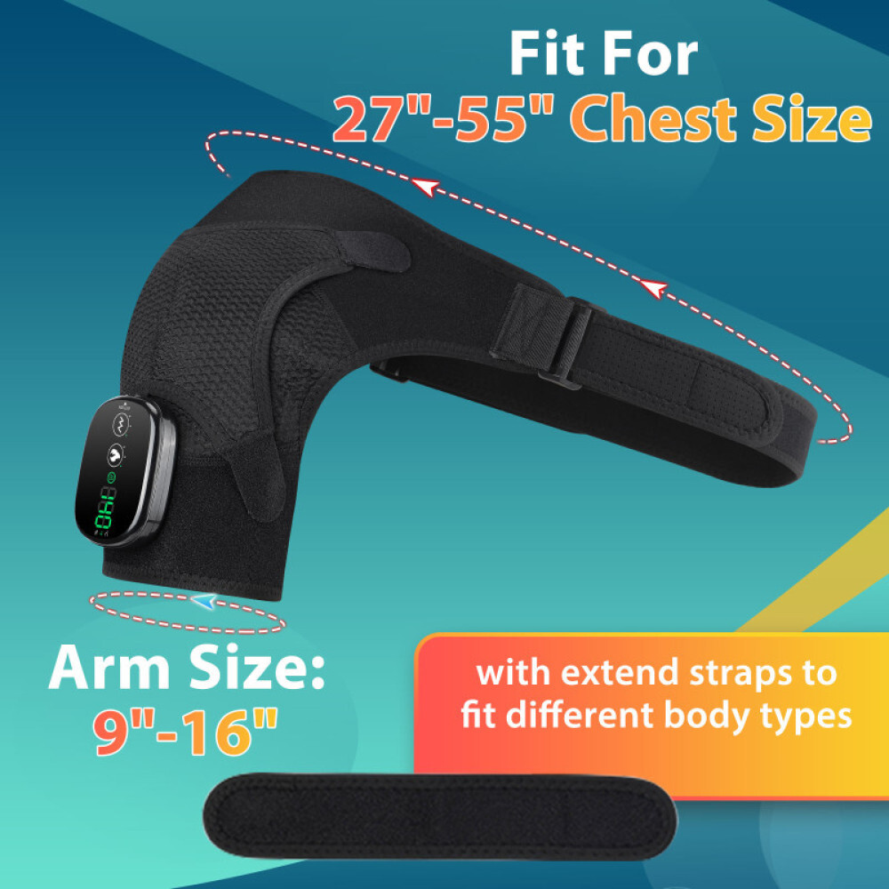 Heated Shoulder Brace Massage Rotator Cuff Support Compression Wrap Rechargeable