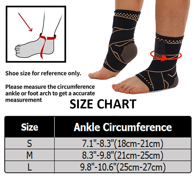 Copper Ankle Support Brace Compression Sleeve Socks Fasciitis Foot Pain Relief