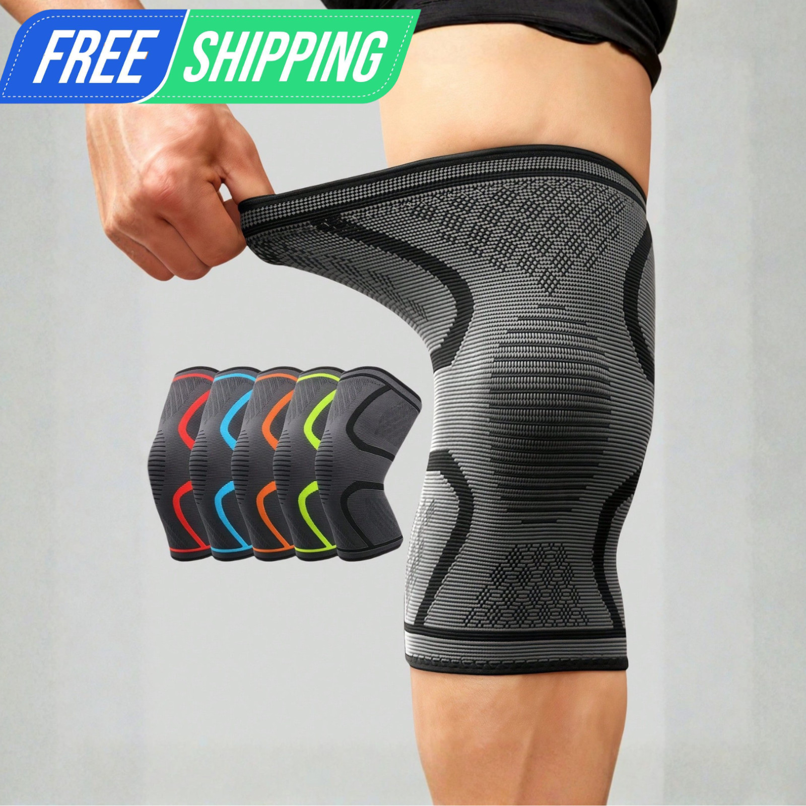 2 Pack Knee Compression Sleeve Brace Support Patella Arthritis Joint Stabilizer