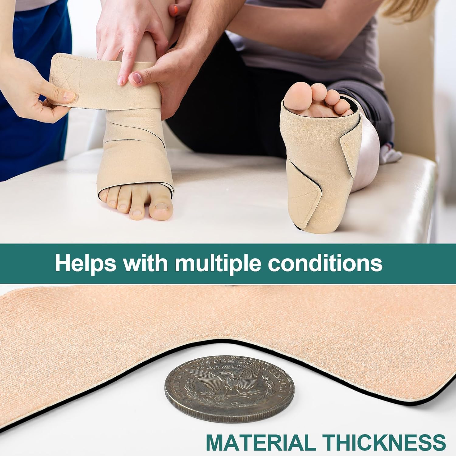 2-Pack Adjustable Ankle & Foot Compression Wraps, All-Day Support Brace Set Pair