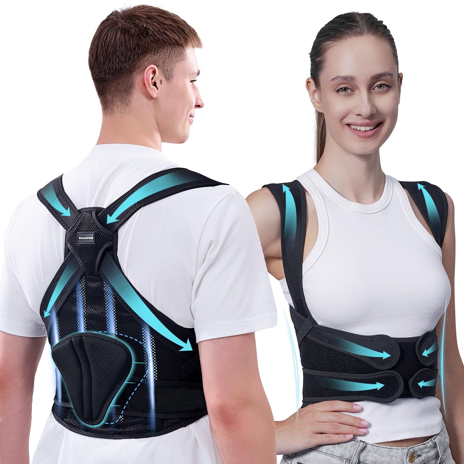 WEARABSTRUSE Back Brace Posture Corrector Medium (Waist: 33～45 Inch), Black