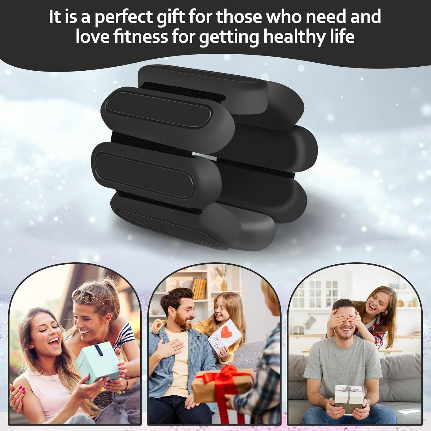 Adjustable Wrist & Ankle Weights Set of 2(1Lbs Each), Premium Silicone Wearable