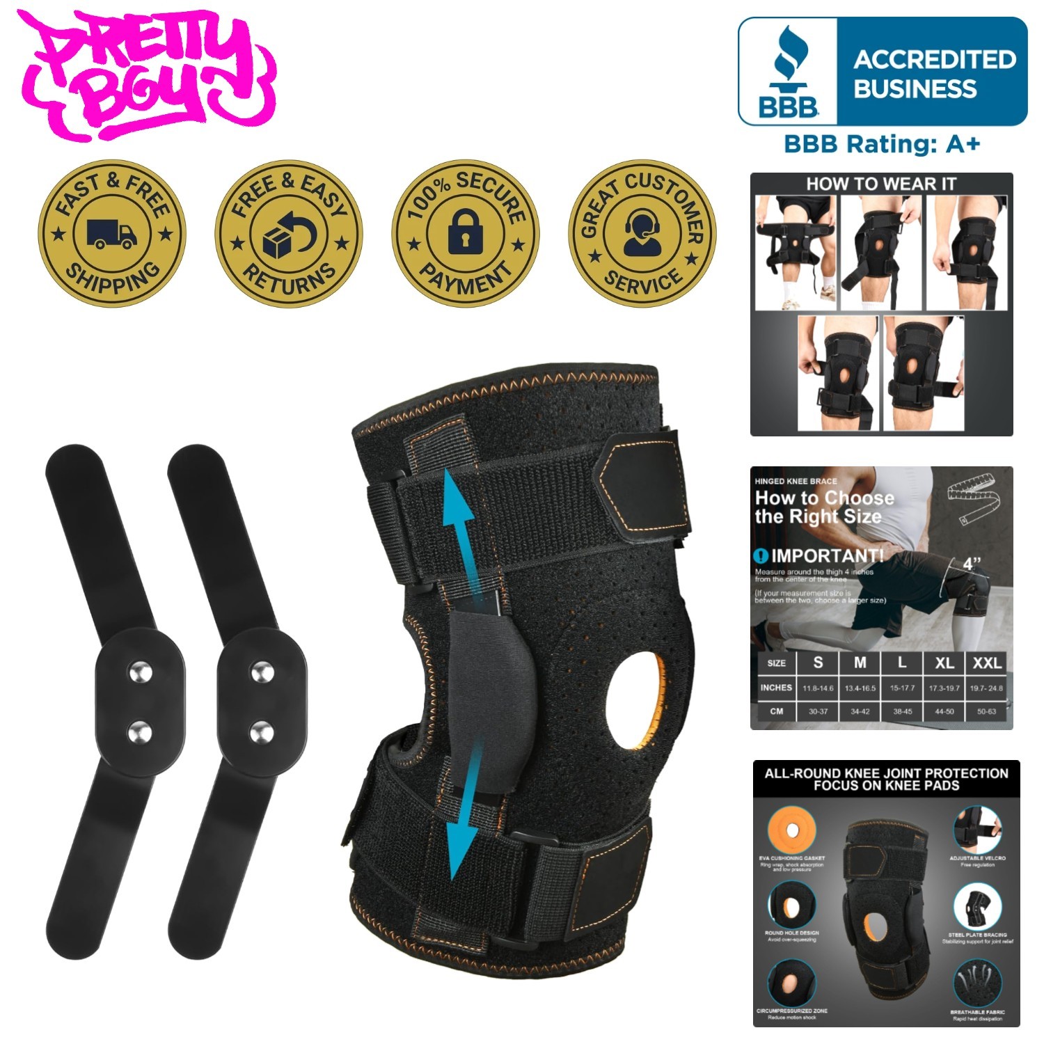 Open Patella Knee Brace with Adjustable Straps – Optimal Support for Injuries
