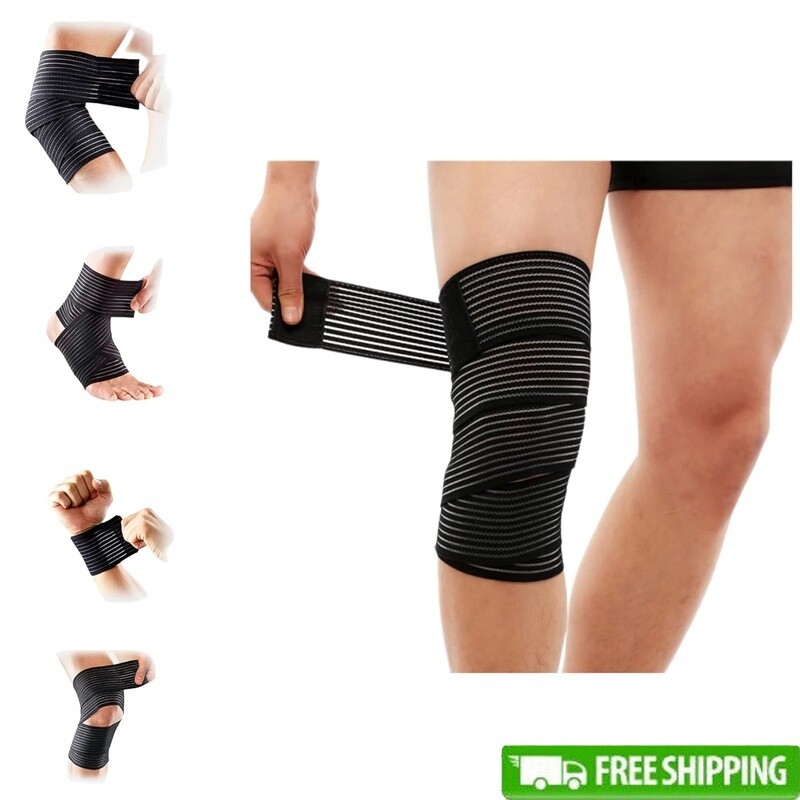 Elastic Knee Wrap Compression Support Bandage Ankle Joint Pain Athletic Use