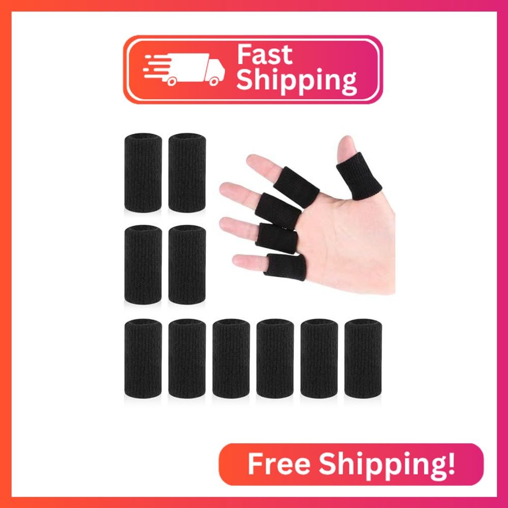 KALIONE 10Pcs Black Sport Finger Sleeves, Finger Sleeves Protectors, Elastic Fin