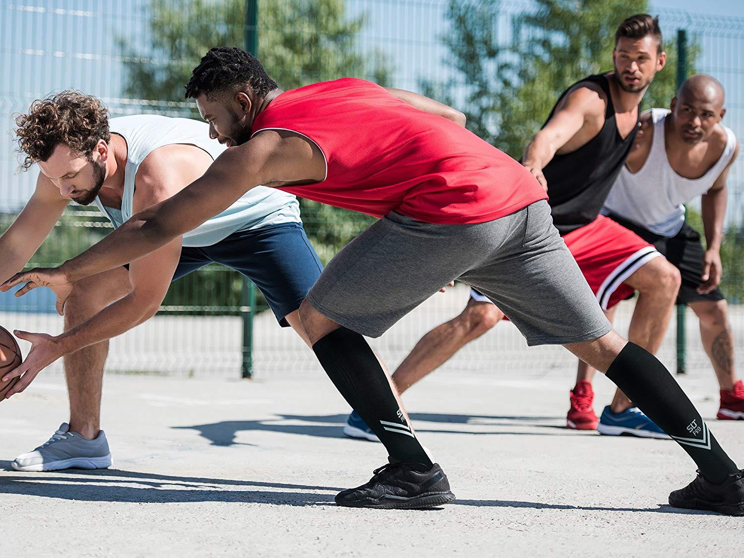 Sport Compression Socks Long Over the Calf Helps Improve Circulation Provides