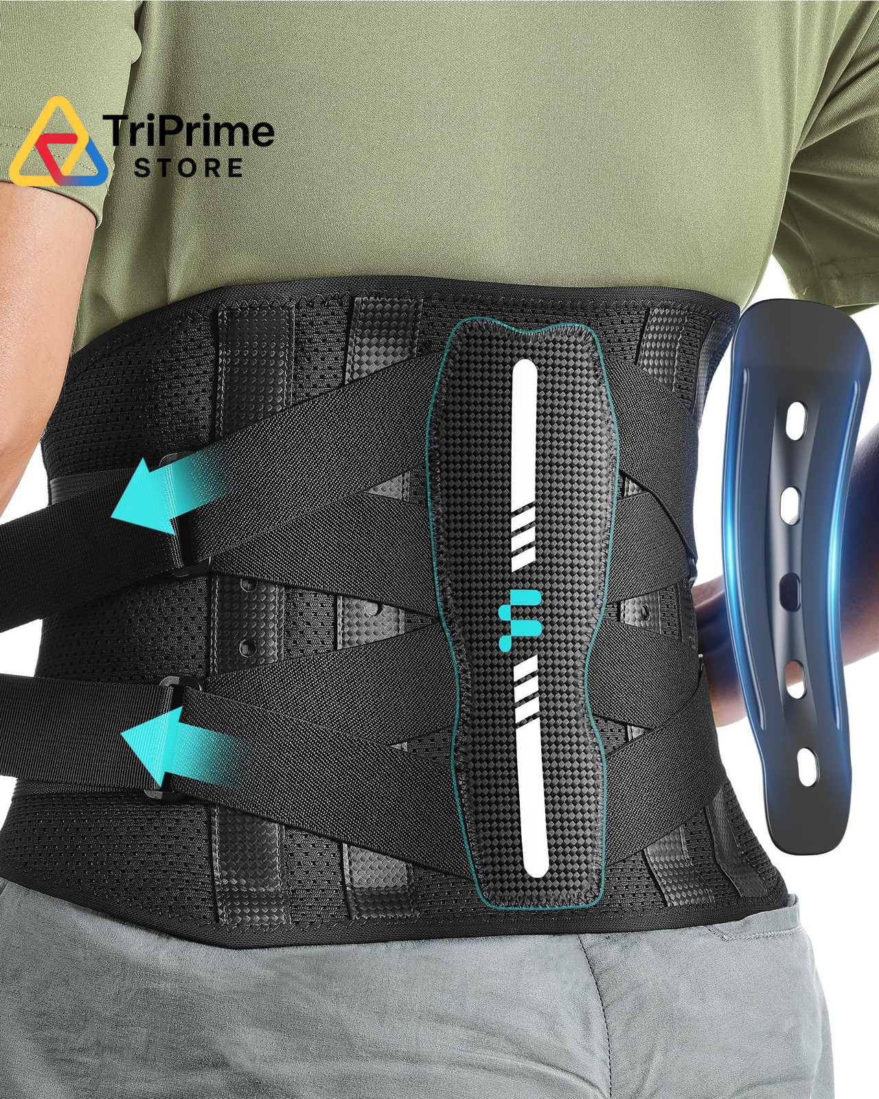 Fitomo Carbon Fiber Back Brace with Ergonomic Curved Support, M, Black
