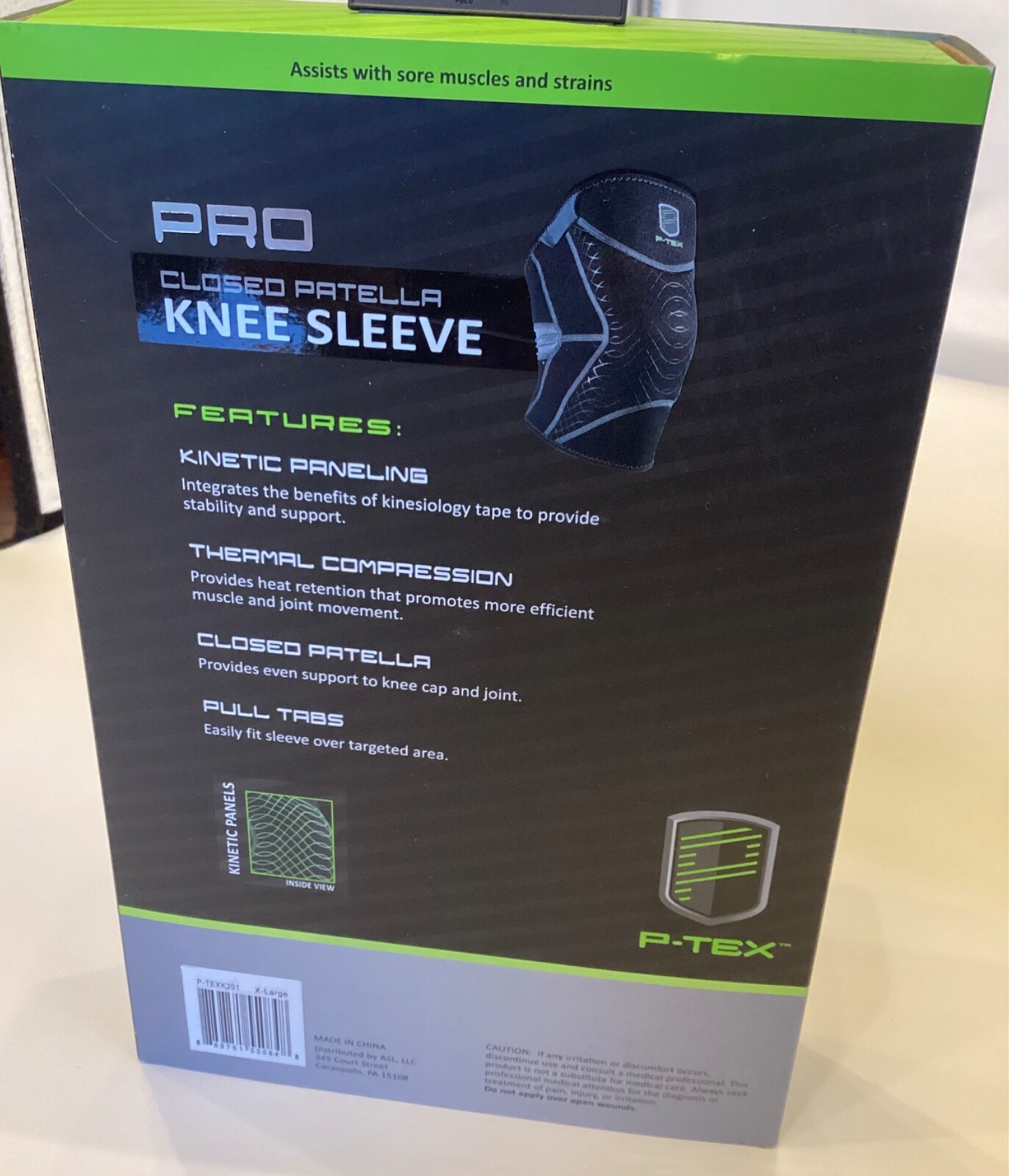SMALL 13-14.5″ P-TEX Knee Sleeve Brace Pro Open Thermal Compression Athletic