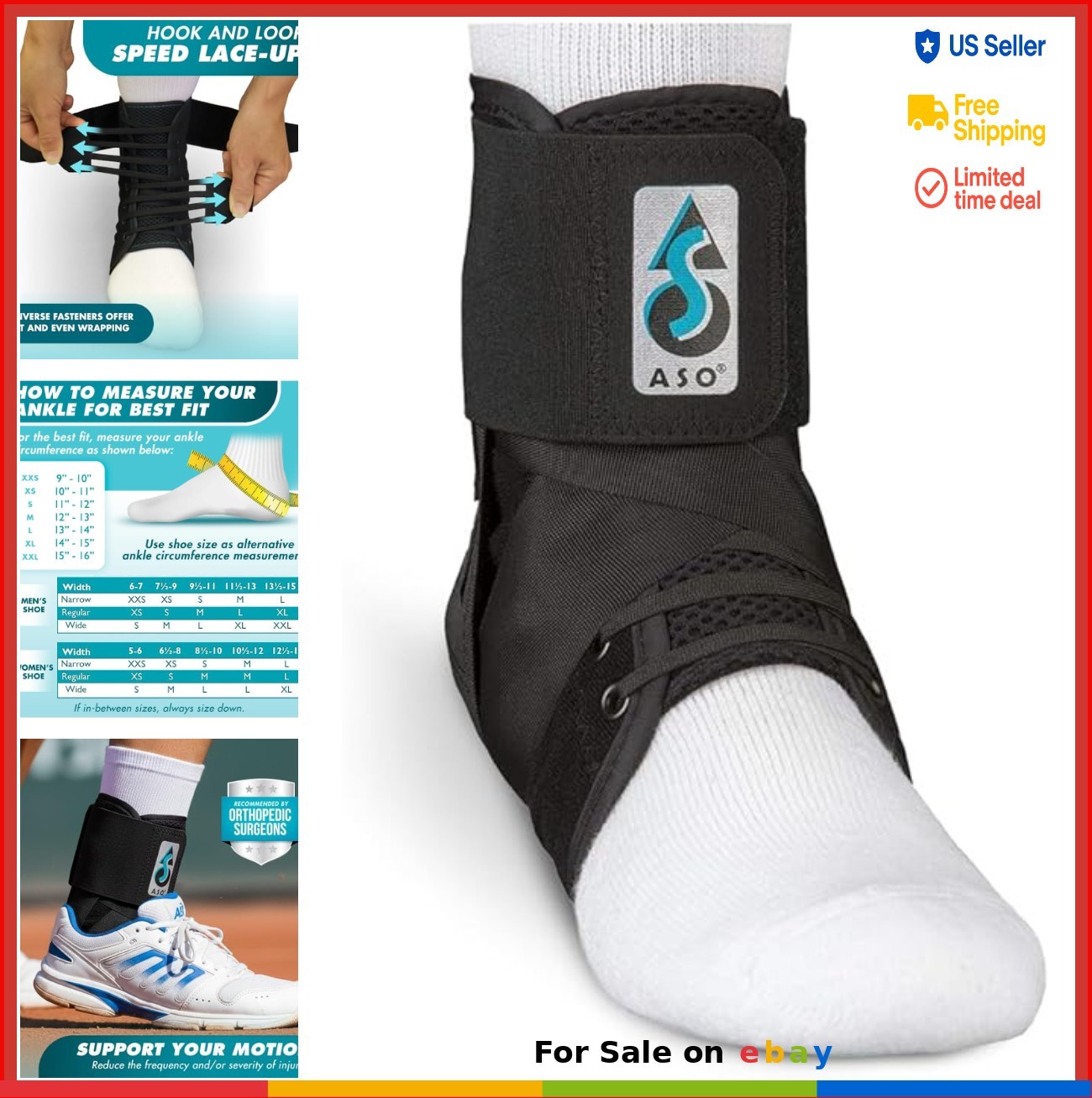 Lace Up Ankle Brace Speed Lacer Medium Breathable Stabilizer for Sprain Sports