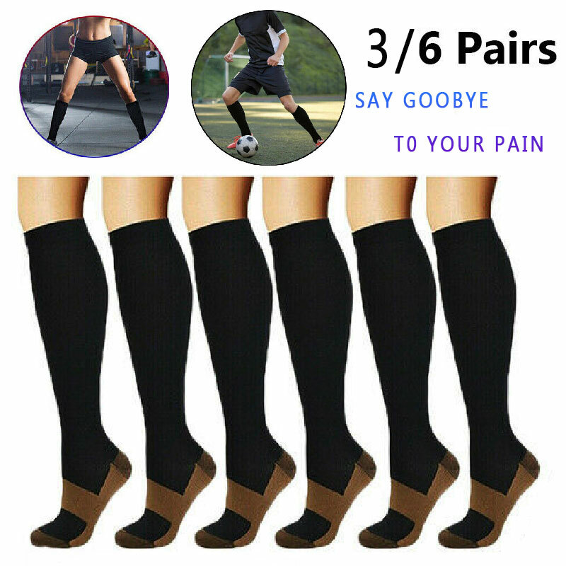 Compression Socks Women Men Circulation(3/6 pairs)prevent sprained ankles Socks