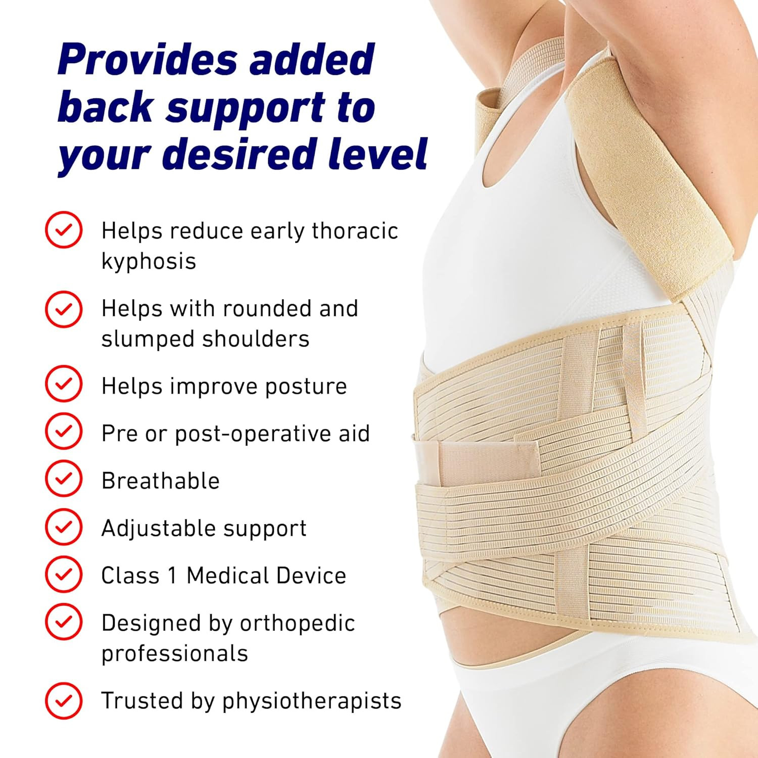 Dorsolumbar Support Brace – Back Support for Early Kyphosis, Rounded Shoulders,