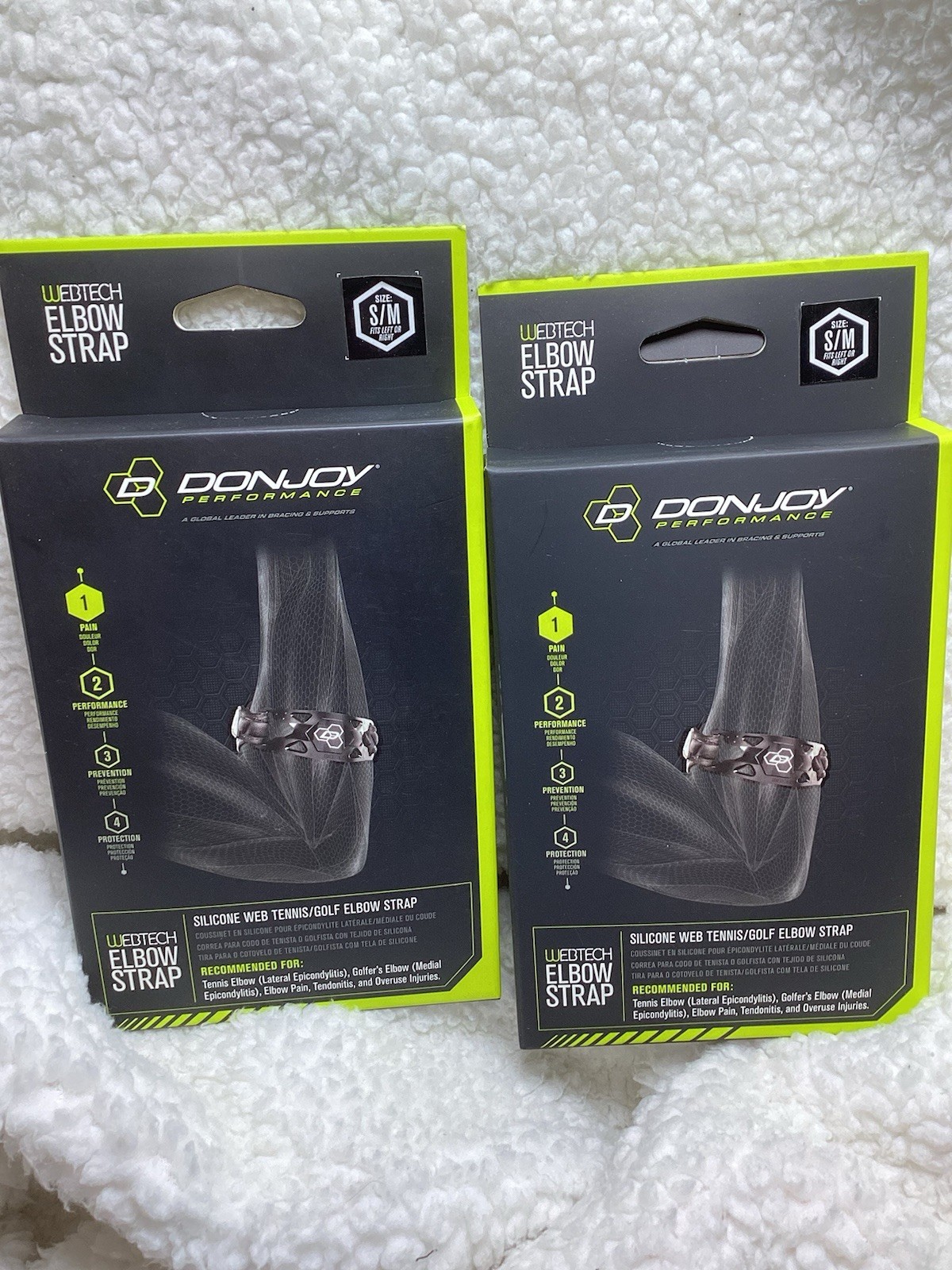 2 DonJoy Performance Webtech Elbow Strap Black size S/M NEW Left Right