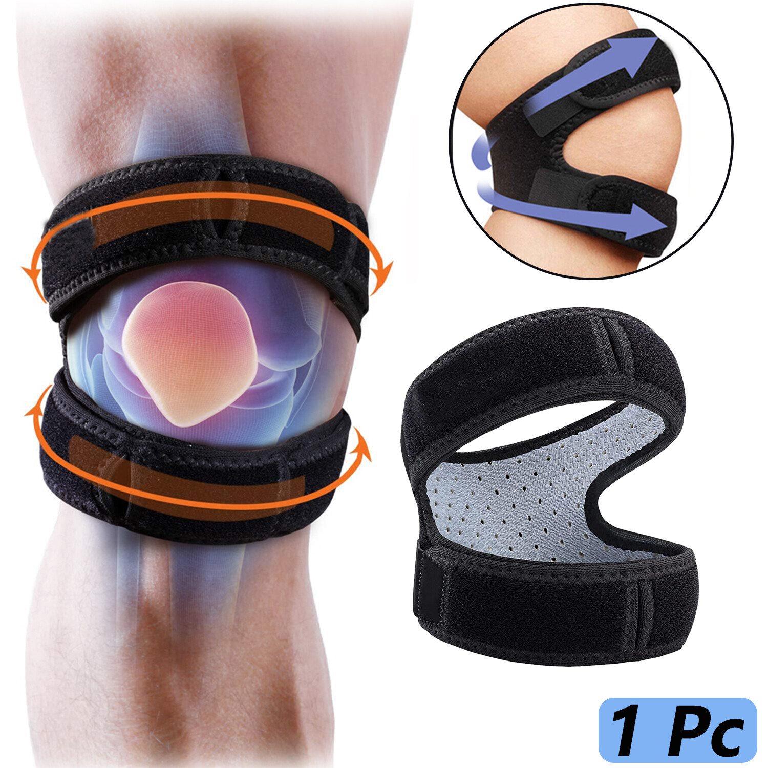 Knee Support Brace Arthritis Spring Compression Gym Pain Relief Patella 1-3 PCS