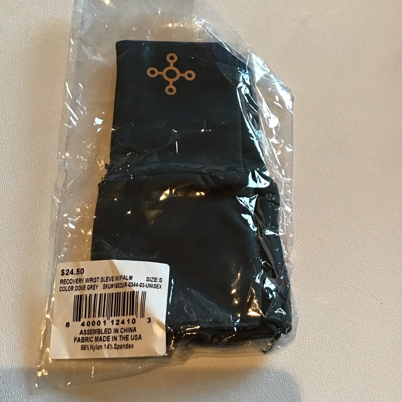 Tommie Copper Recovery Wrist Sleeves With Palm Size Small Dove Grey