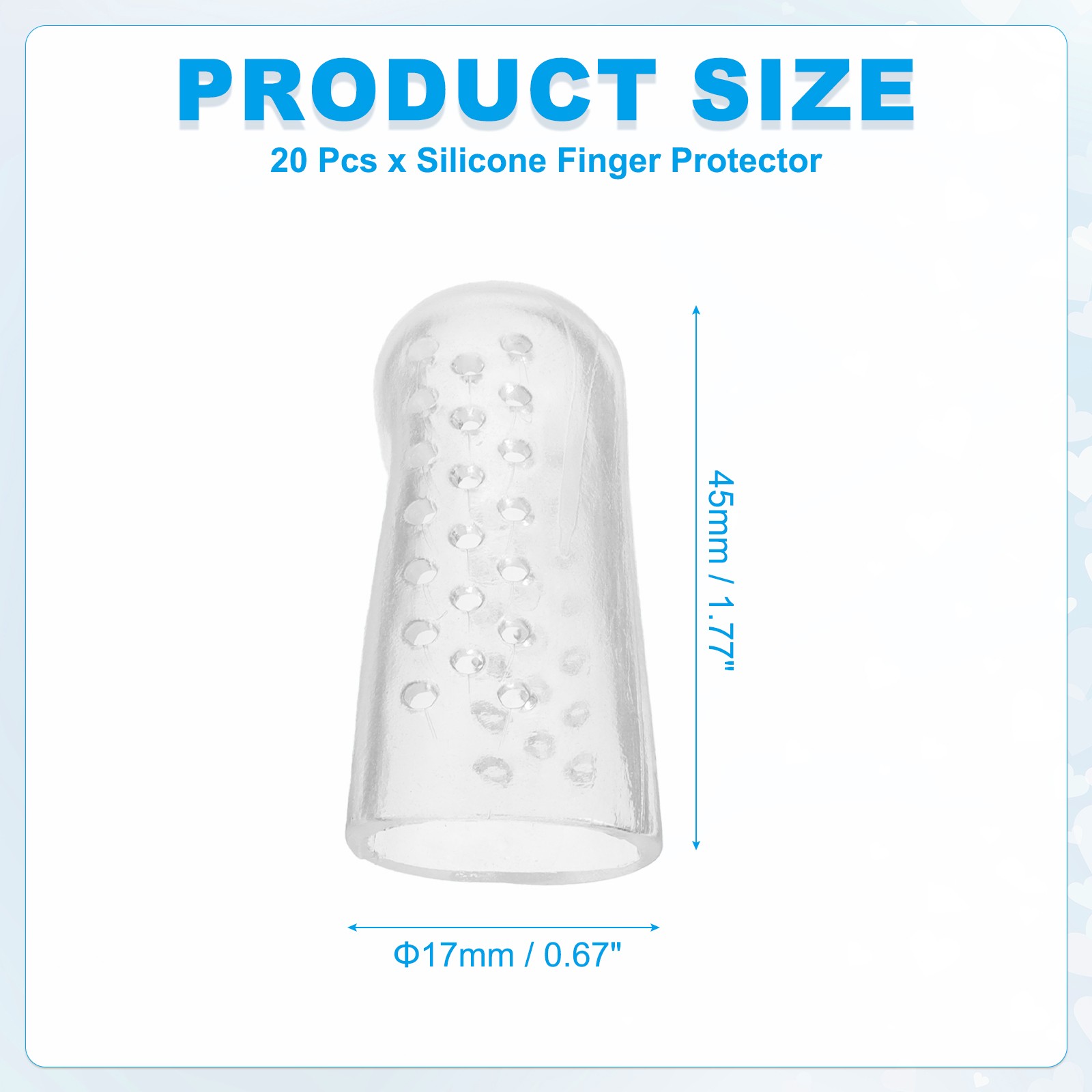 20 Pcs 1.8″x0.94″ Gel Finger Cots Silicone Breathable Finger Protector Clear