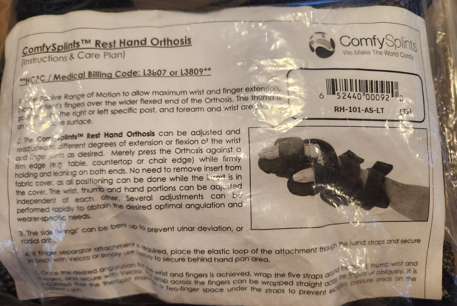 ComfySplints Comfy Rest Hand Orthosis Left Adult Small RH-101-AS-LT